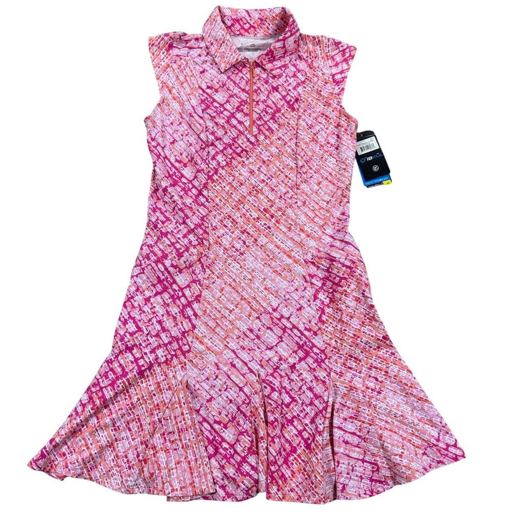 New Ibkul Dress Size XS Coral‎ Pink Golf Polo Quarter Zip Performance Activewear